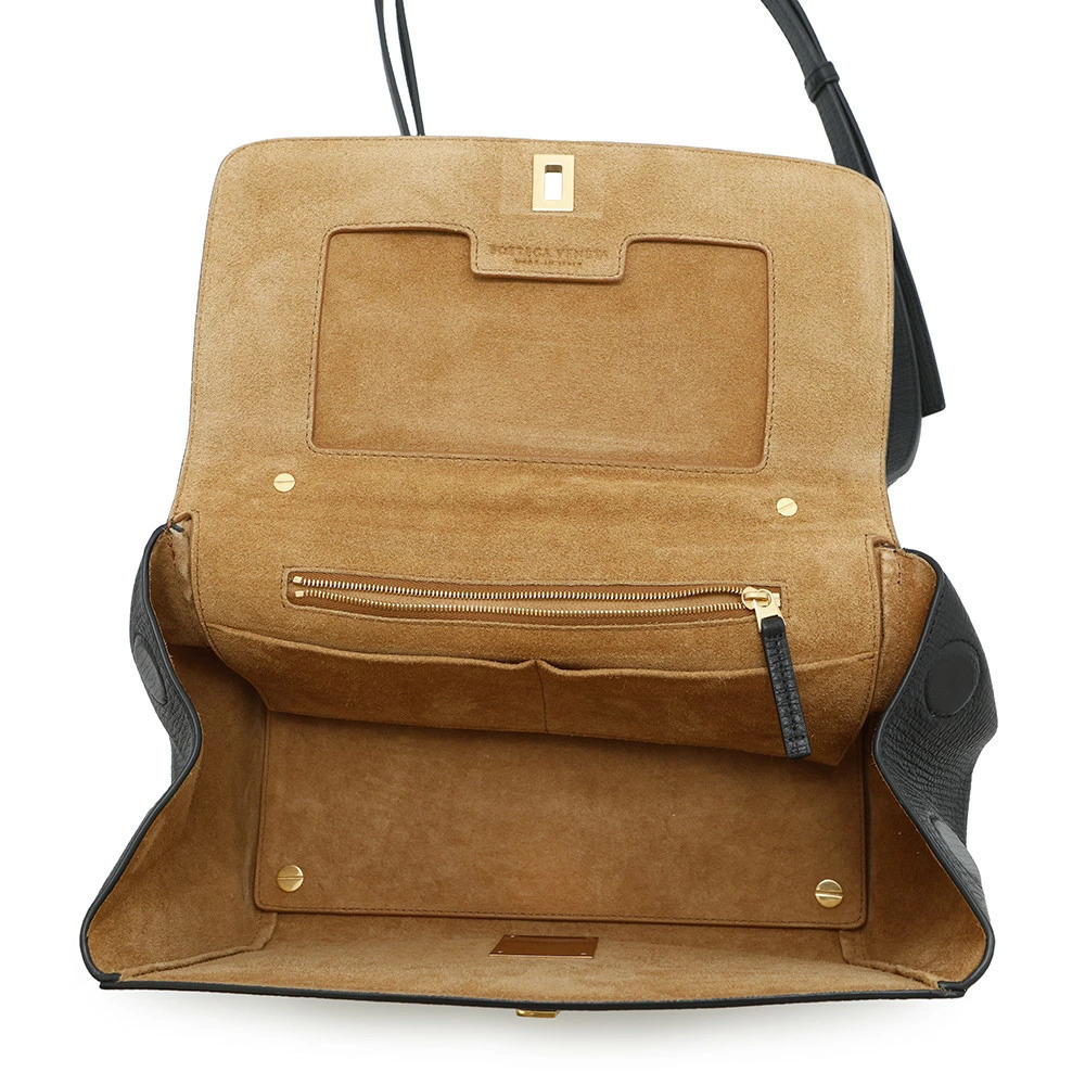 Bottega Veneta Shoulder Bag Angle Palmerato Leather Black - Picture 6 of 12